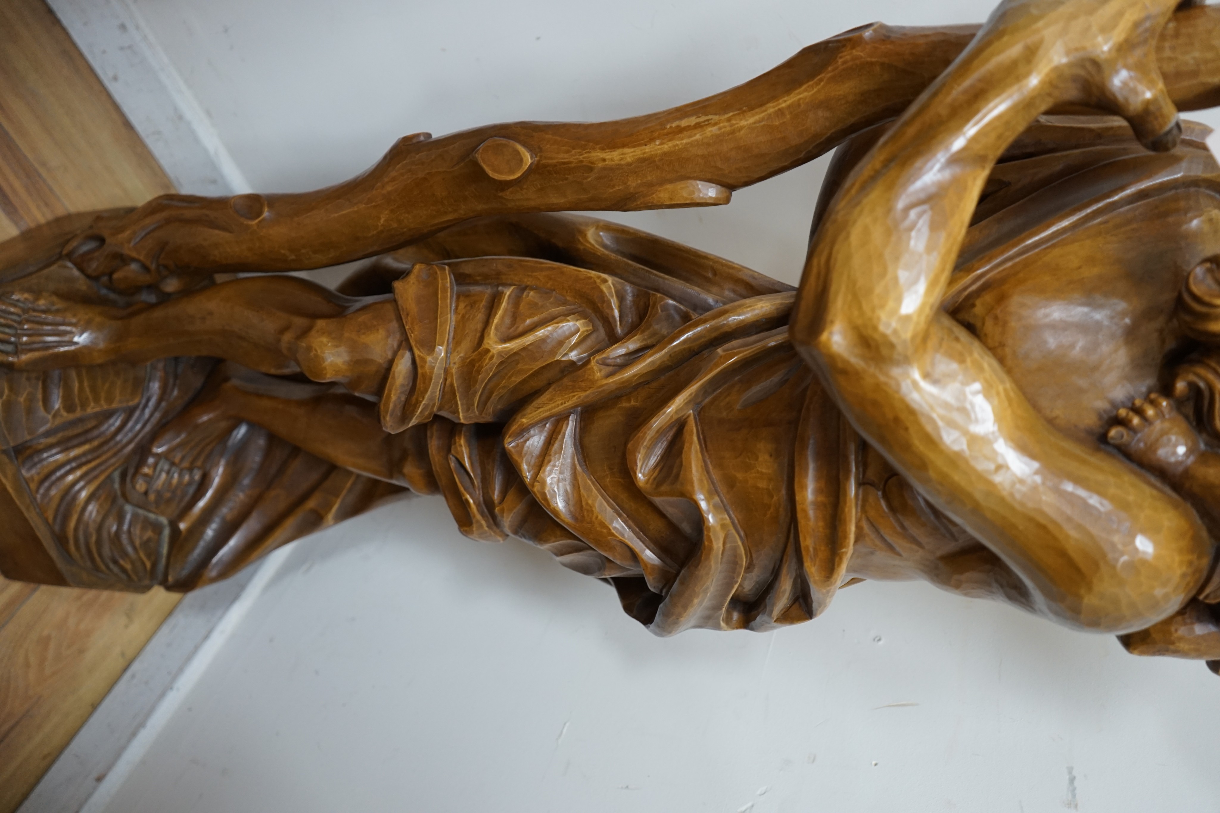 A large carved wood figure of St. Christopher, height 134cm